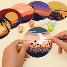 Load image into Gallery viewer, Paint by numbers 10cm Coasters (6 pieces) - Sunset Horizons