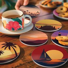 Load image into Gallery viewer, Paint by numbers 10cm Coasters (6 pieces) - Sunset Horizons