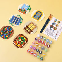 Load image into Gallery viewer, Paint by numbers 10cm Coasters (6 pieces) - Enchanted Windows