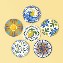 Load image into Gallery viewer, Paint by numbers 10cm Coasters (6 pieces) - Mediterranean Motifs Figured'Art