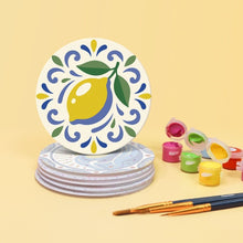 Load image into Gallery viewer, Paint by numbers 10cm Coasters (6 pieces) - Mediterranean Motifs
