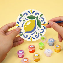 Load image into Gallery viewer, Paint by numbers 10cm Coasters (6 pieces) - Mediterranean Motifs