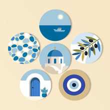 Load image into Gallery viewer, Paint by numbers 10cm Coasters (6 pieces) - Summer in Greece Figured'Art