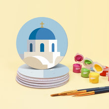 Load image into Gallery viewer, Paint by numbers 10cm Coasters (6 pieces) - Summer in Greece