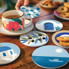 Load image into Gallery viewer, Paint by numbers 10cm Coasters (6 pieces) - Summer in Greece