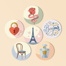 Load image into Gallery viewer, Paint by numbers 10cm Coasters (6 pieces) - Bonjour Paris Figured'Art