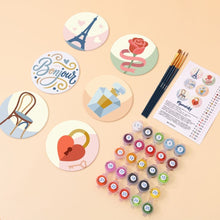 Load image into Gallery viewer, Paint by numbers 10cm Coasters (6 pieces) - Bonjour Paris
