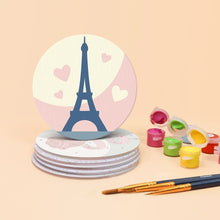 Load image into Gallery viewer, Paint by numbers 10cm Coasters (6 pieces) - Bonjour Paris