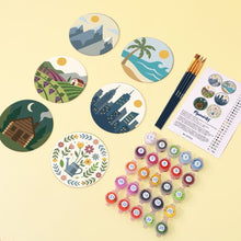 Load image into Gallery viewer, Paint by numbers 10cm Coasters (6 pieces) - Enchanted Horizons
