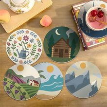 Load image into Gallery viewer, Paint by numbers 10cm Coasters (6 pieces) - Enchanted Horizons