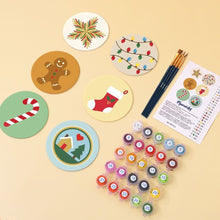 Load image into Gallery viewer, Paint by numbers 10cm Coasters (6 pieces) - Christmas Magic