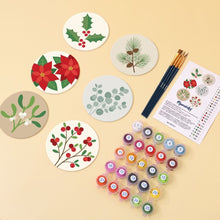 Load image into Gallery viewer, Paint by numbers 10cm Coasters (6 pieces) - Festive Foliage