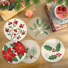 Load image into Gallery viewer, Paint by numbers 10cm Coasters (6 pieces) - Festive Foliage