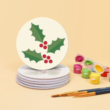 Load image into Gallery viewer, Paint by numbers 10cm Coasters (6 pieces) - Festive Foliage