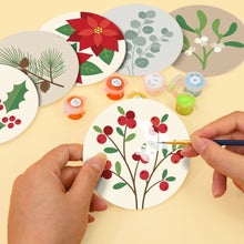 Load image into Gallery viewer, Paint by numbers 10cm Coasters (6 pieces) - Festive Foliage