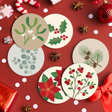 Load image into Gallery viewer, Paint by numbers 10cm Coasters (6 pieces) - Festive Foliage