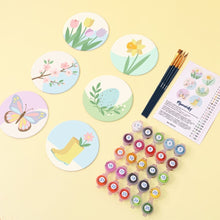 Load image into Gallery viewer, Paint by numbers 10cm Coasters (6 pieces) - Spring Blossoms