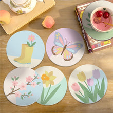 Load image into Gallery viewer, Paint by numbers 10cm Coasters (6 pieces) - Spring Blossoms