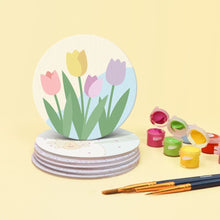 Load image into Gallery viewer, Paint by numbers 10cm Coasters (6 pieces) - Spring Blossoms