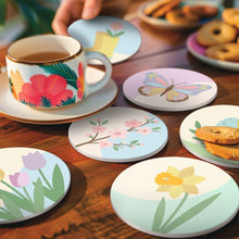 Load image into Gallery viewer, Paint by numbers 10cm Coasters (6 pieces) - Spring Blossoms