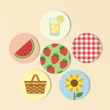 Load image into Gallery viewer, Paint by numbers 10cm Coasters (6 pieces) - Summer Picnic Figured'Art