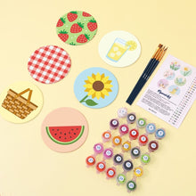 Load image into Gallery viewer, Paint by numbers 10cm Coasters (6 pieces) - Summer Picnic