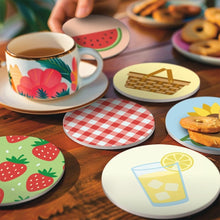 Load image into Gallery viewer, Paint by numbers 10cm Coasters (6 pieces) - Summer Picnic