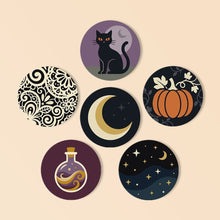 Load image into Gallery viewer, Paint by numbers 10cm Coasters (6 pieces) - Halloween Magic Figured'Art