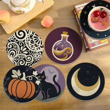 Load image into Gallery viewer, Paint by numbers 10cm Coasters (6 pieces) - Halloween Magic