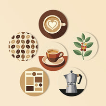 Load image into Gallery viewer, Paint by numbers 10cm Coasters (6 pieces) - Coffee Break Figured'Art