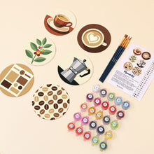 Load image into Gallery viewer, Paint by numbers 10cm Coasters (6 pieces) - Coffee Break