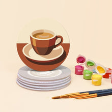 Load image into Gallery viewer, Paint by numbers 10cm Coasters (6 pieces) - Coffee Break