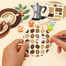 Load image into Gallery viewer, Paint by numbers 10cm Coasters (6 pieces) - Coffee Break