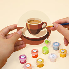 Load image into Gallery viewer, Paint by numbers 10cm Coasters (6 pieces) - Coffee Break