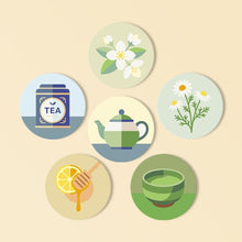 Load image into Gallery viewer, Paint by numbers 10cm Coasters (6 pieces) - Herbal Infusion Figured'Art