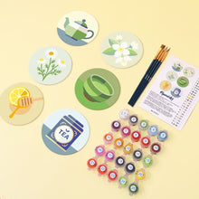 Load image into Gallery viewer, Paint by numbers 10cm Coasters (6 pieces) - Herbal Infusion