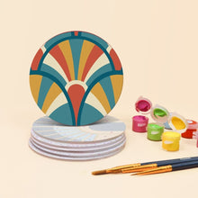 Load image into Gallery viewer, Paint by numbers 10cm Coasters (6 pieces) - Art Deco Harmony