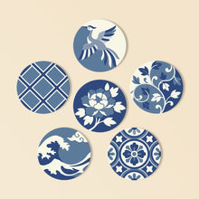 Load image into Gallery viewer, Paint by numbers 10cm Coasters (6 pieces) - Mediterranean Blue Figured'Art