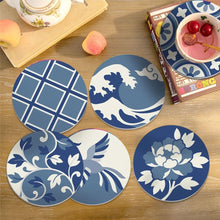 Load image into Gallery viewer, Paint by numbers 10cm Coasters (6 pieces) - Mediterranean Blue