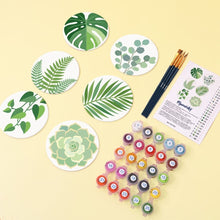 Load image into Gallery viewer, Paint by numbers 10cm Coasters (6 pieces) - Green Oasis