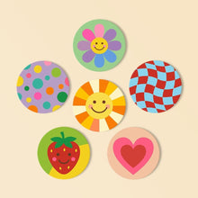 Load image into Gallery viewer, Paint by numbers 10cm Coasters (6 pieces) - Happy Pop Icons Figured'Art