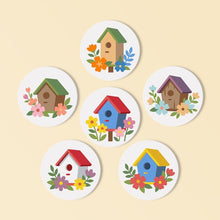 Load image into Gallery viewer, Paint by numbers 10cm Coasters (6 pieces) - Birdhouse Village Figured'Art