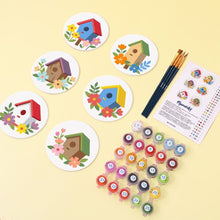 Load image into Gallery viewer, Paint by numbers 10cm Coasters (6 pieces) - Birdhouse Village