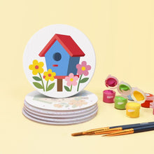 Load image into Gallery viewer, Paint by numbers 10cm Coasters (6 pieces) - Birdhouse Village