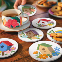 Load image into Gallery viewer, Paint by numbers 10cm Coasters (6 pieces) - Birdhouse Village