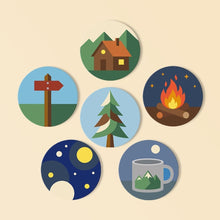 Load image into Gallery viewer, Paint by numbers 10cm Coasters (6 pieces) - Camping Nights Figured'Art