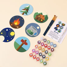 Load image into Gallery viewer, Paint by numbers 10cm Coasters (6 pieces) - Camping Nights