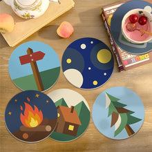 Load image into Gallery viewer, Paint by numbers 10cm Coasters (6 pieces) - Camping Nights