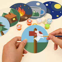 Load image into Gallery viewer, Paint by numbers 10cm Coasters (6 pieces) - Camping Nights