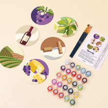 Load image into Gallery viewer, Paint by numbers 10cm Coasters (6 pieces) - Wine Lover